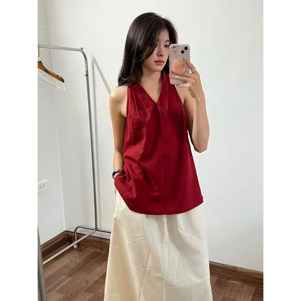 Yến Linen Wrap Top