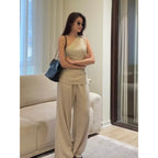 Audrey Linen Two-Piece Set – Striped Beige