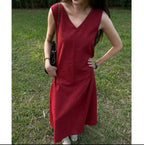 Maroon Linen Dress