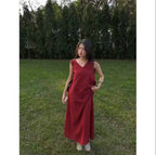 Maroon Linen Dress