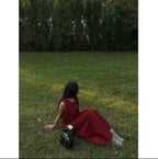 Maroon Linen Dress