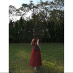 Maroon Linen Dress