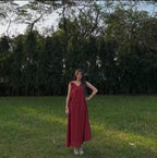 Maroon Linen Dress