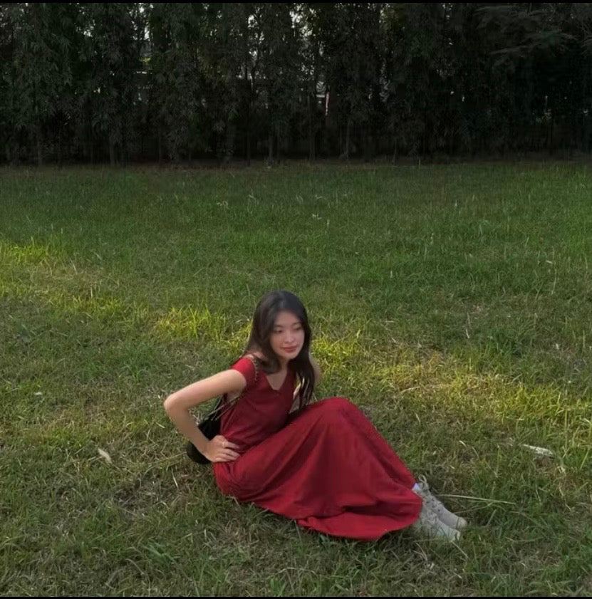 Maroon Linen Dress