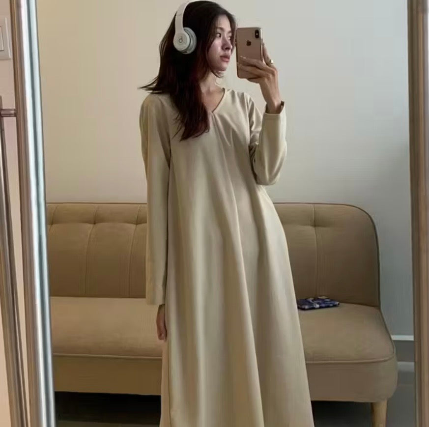 PAAES Long Sleeve Linen Dress