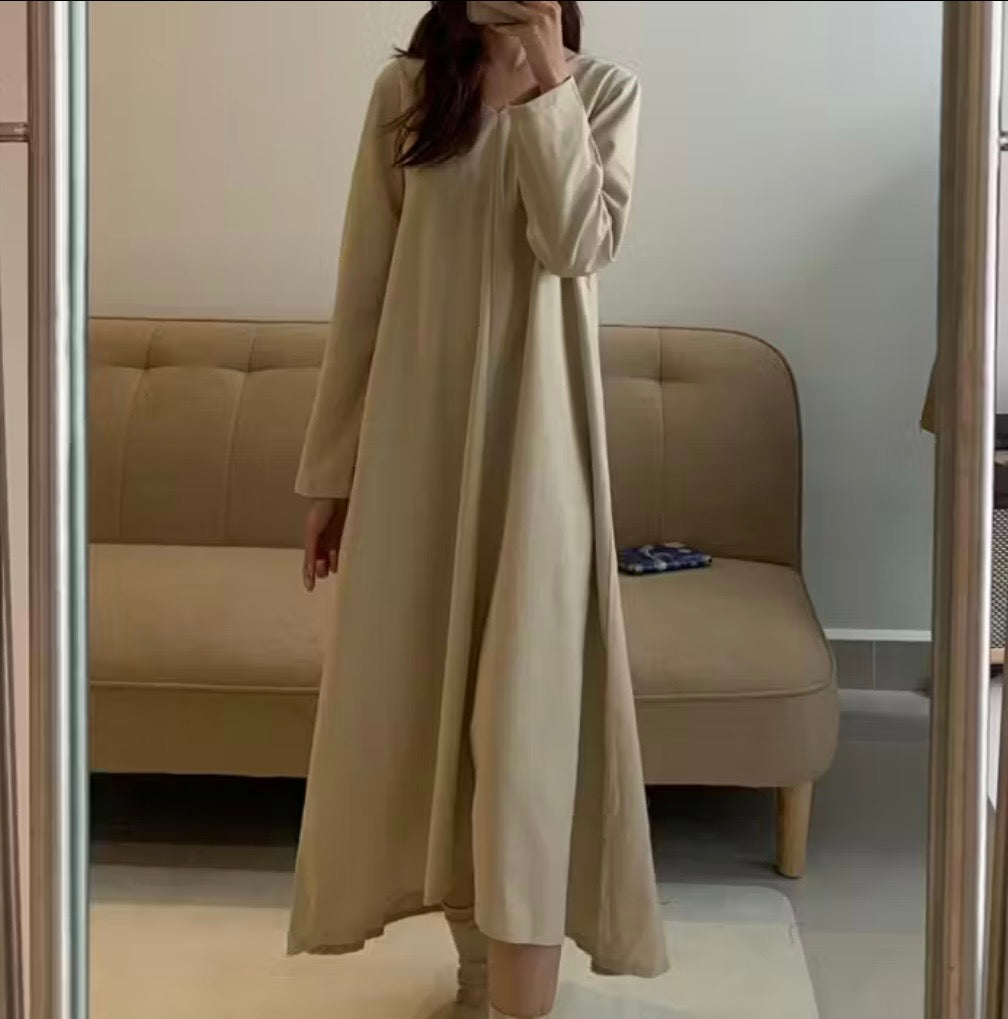 PAAES Long Sleeve Linen Dress