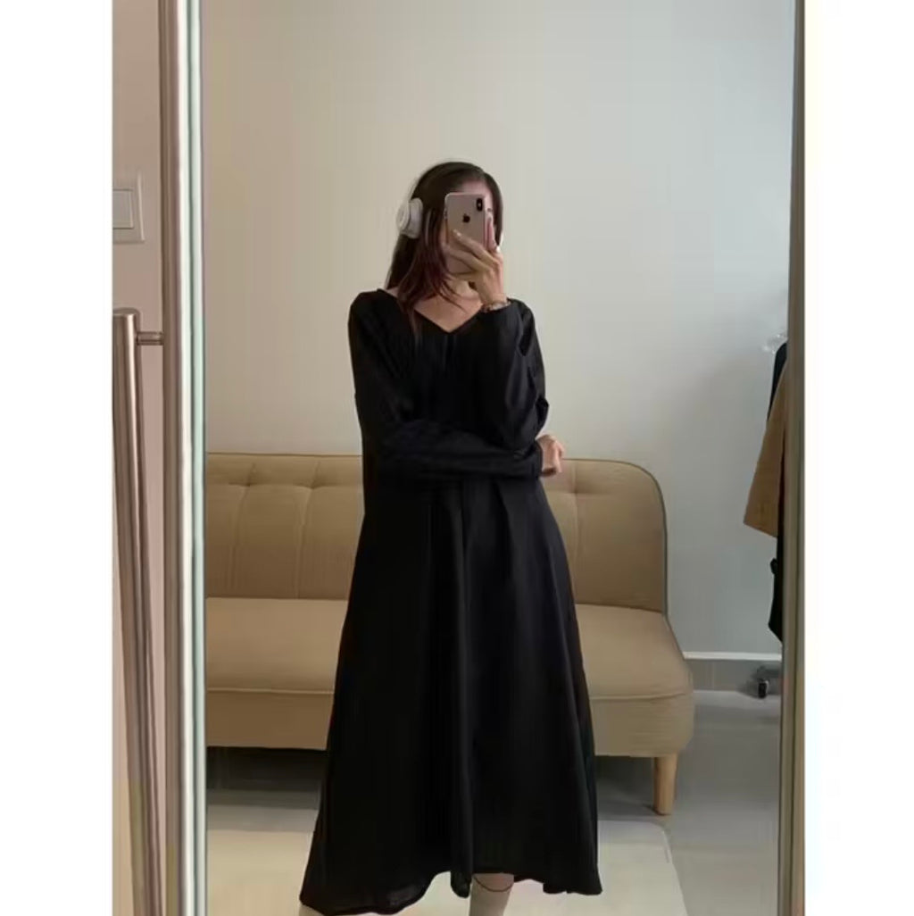 PAAES Long Sleeve Linen Dress