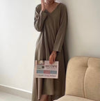 PAAES Long Sleeve Linen Dress