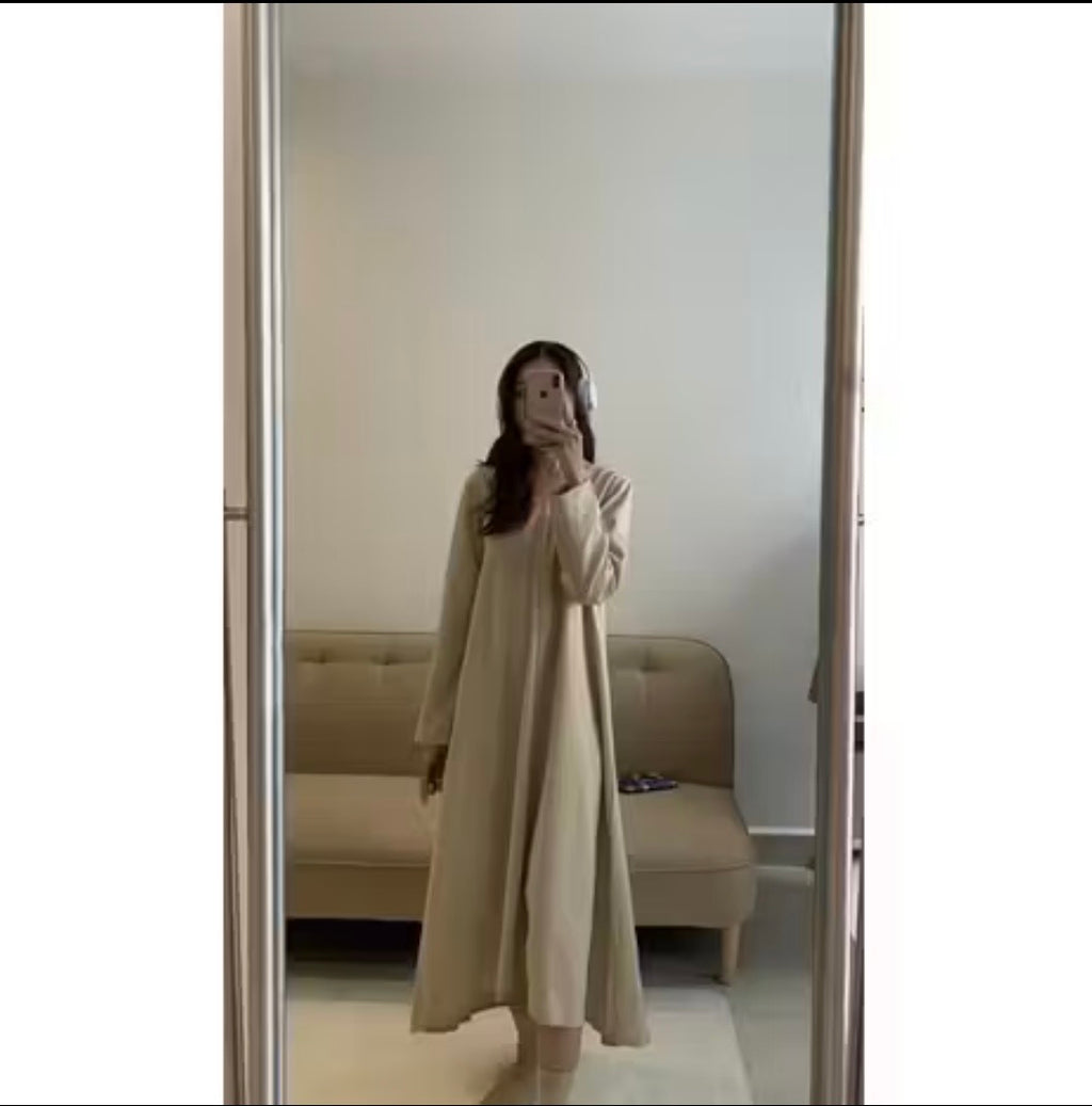 PAAES Long Sleeve Linen Dress