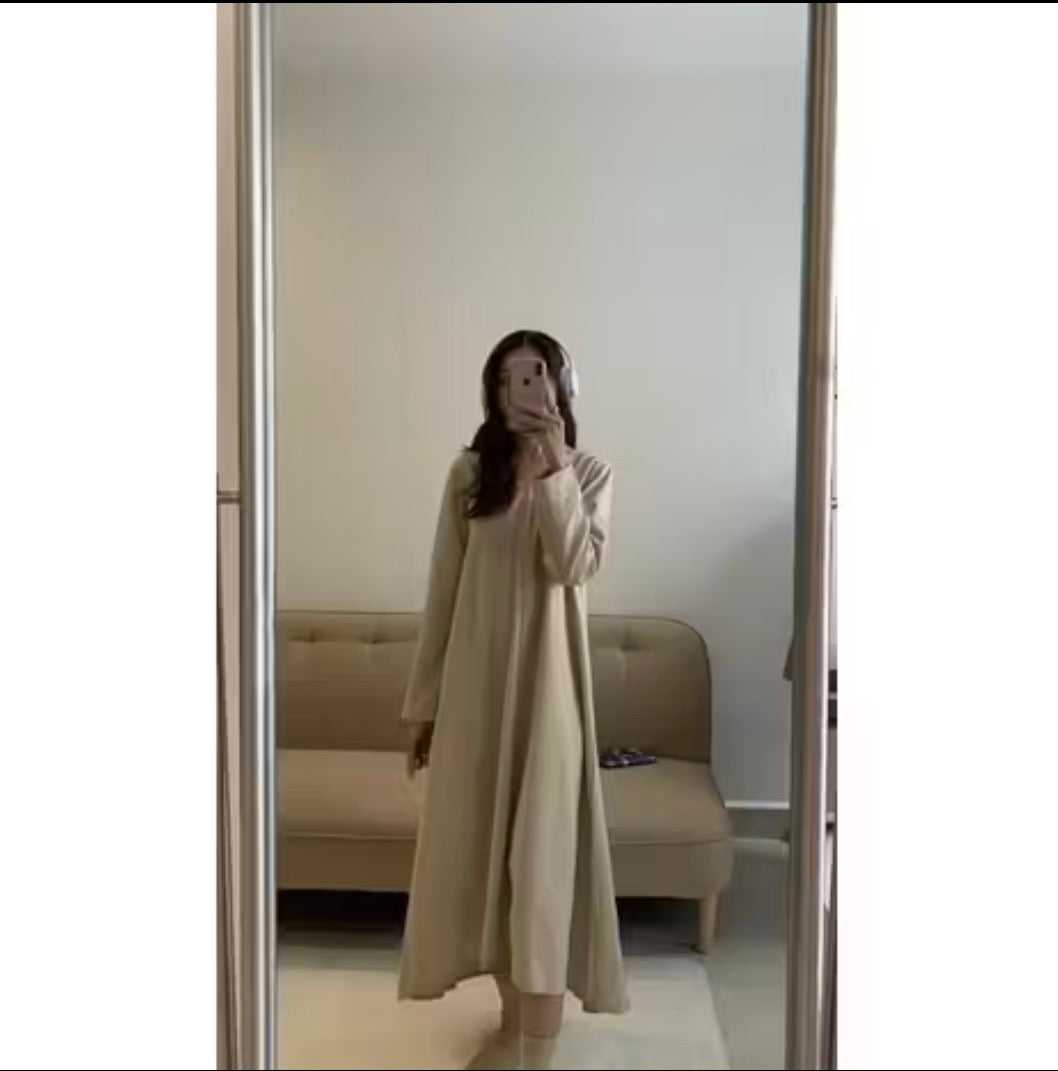 PAAES Long Sleeve Linen Dress